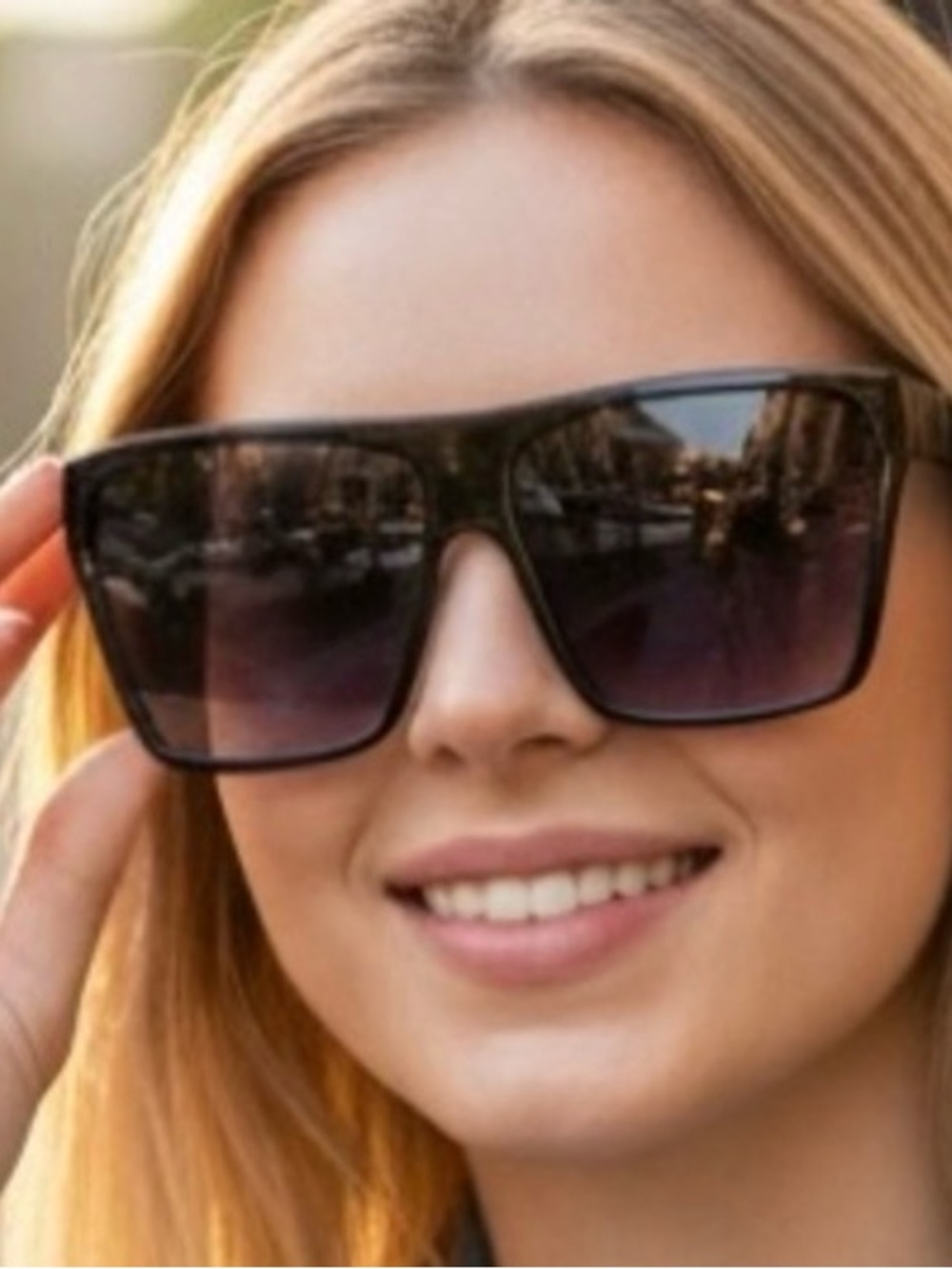Over size black retro square flat top sunglasses NWT